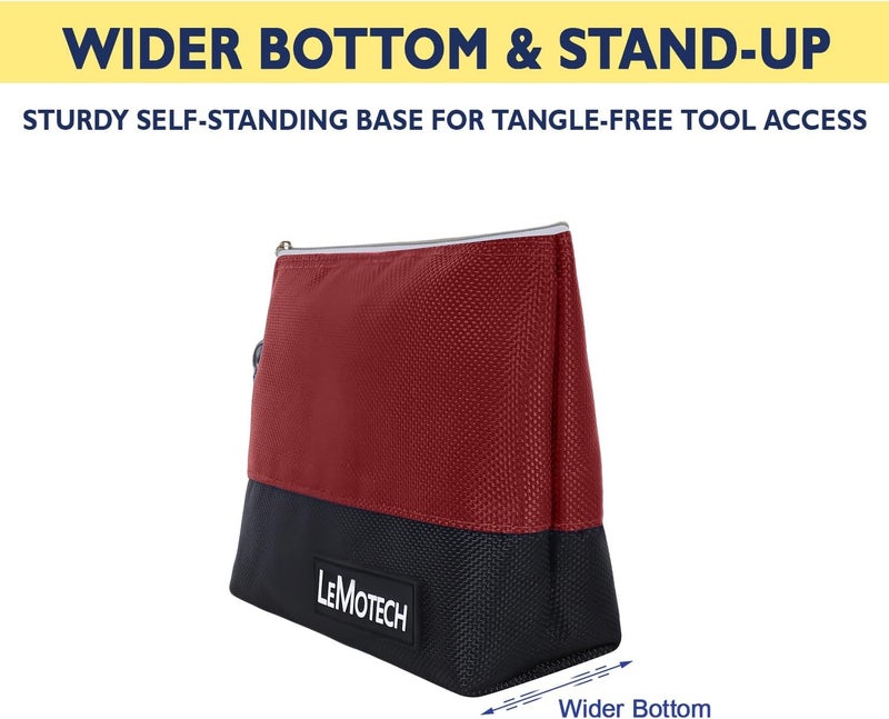 LeMotech Tool Pouches, Stand-Up Mini Tool Bag with Zipper, Heavy Duty Utility Tool Pouch for Tool Organizers and Storage, 8" Tool Bag, 4 Pack - Image 3